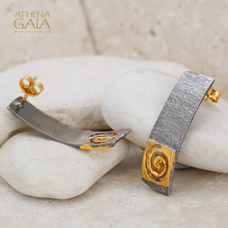 Infinity Panel Earrings - Gold Plated Sterling Silver Earrings