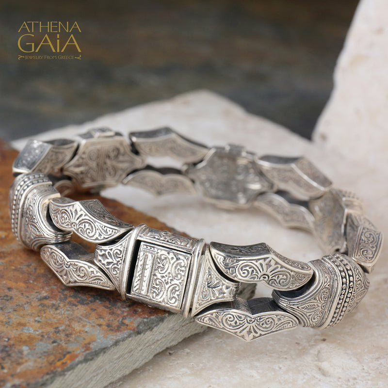 Heavy Silver Minoan Bracelet - Sterling Silver Bracelet