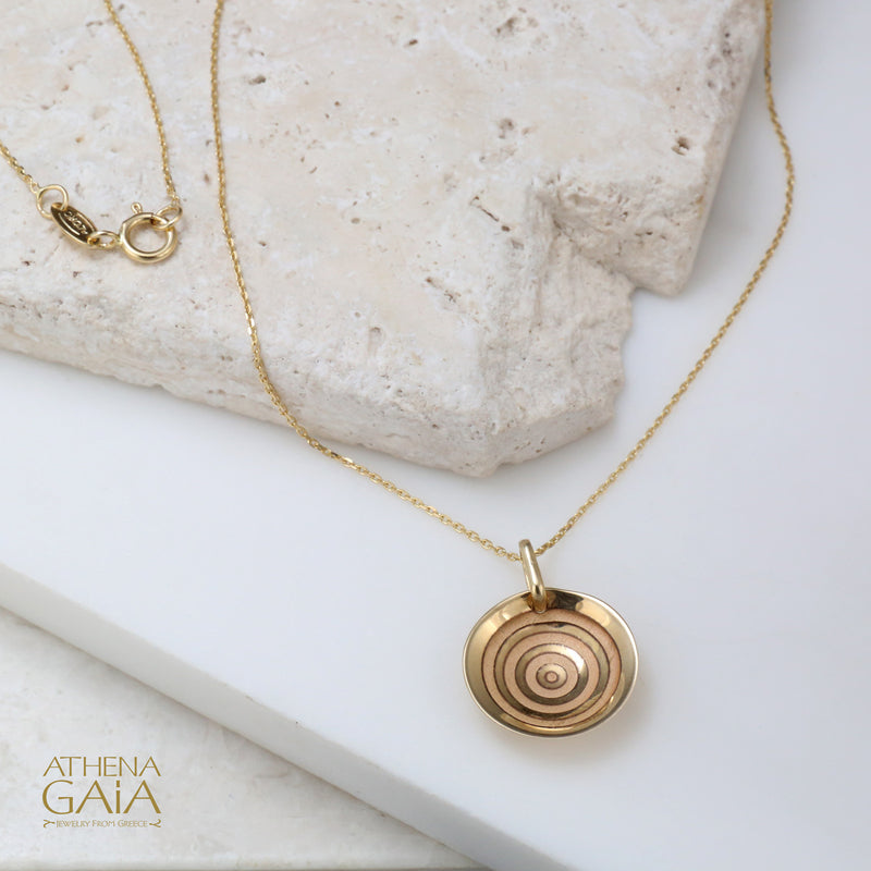 Graduated Circles Concave Disc Gold Necklace - 14k Gold Necklace