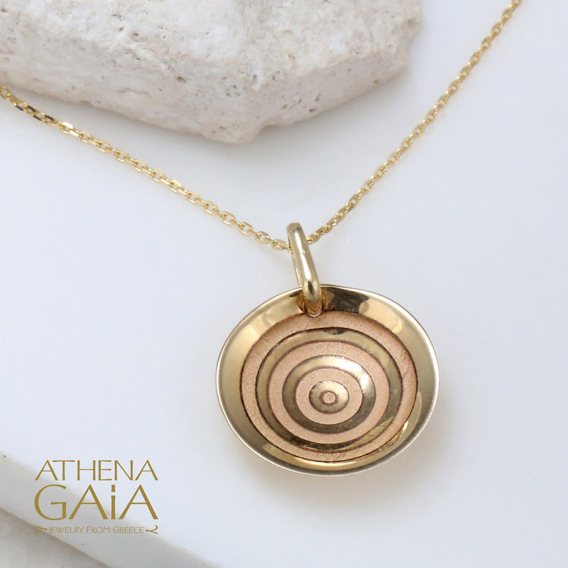 Graduated Circles Concave Disc Gold Necklace - 14k Gold Necklace