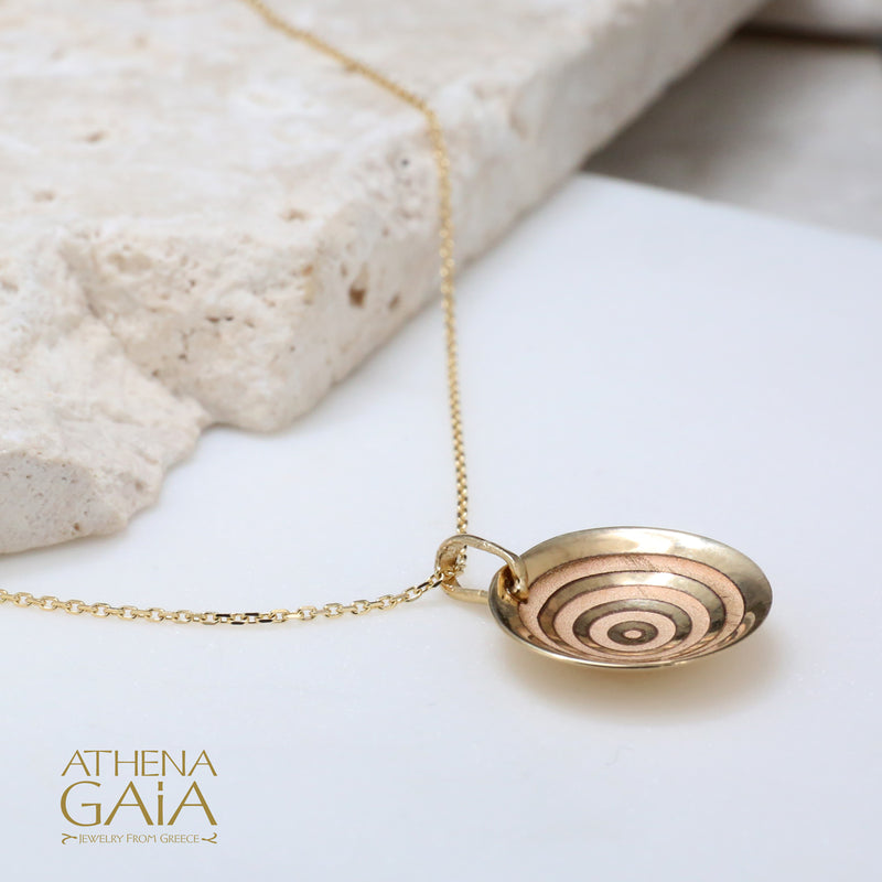 Graduated Circles Concave Disc Gold Necklace - 14k Gold Necklace