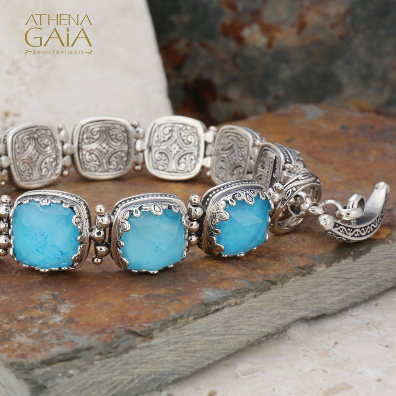 Pop Rocks Small Stone Link Bracelet - Sterling Silver Bracelet