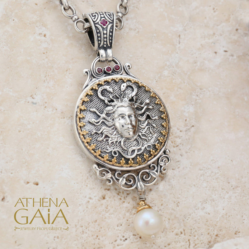 Medusa Pendant - 18k Gold & Sterling Silver Pendant
