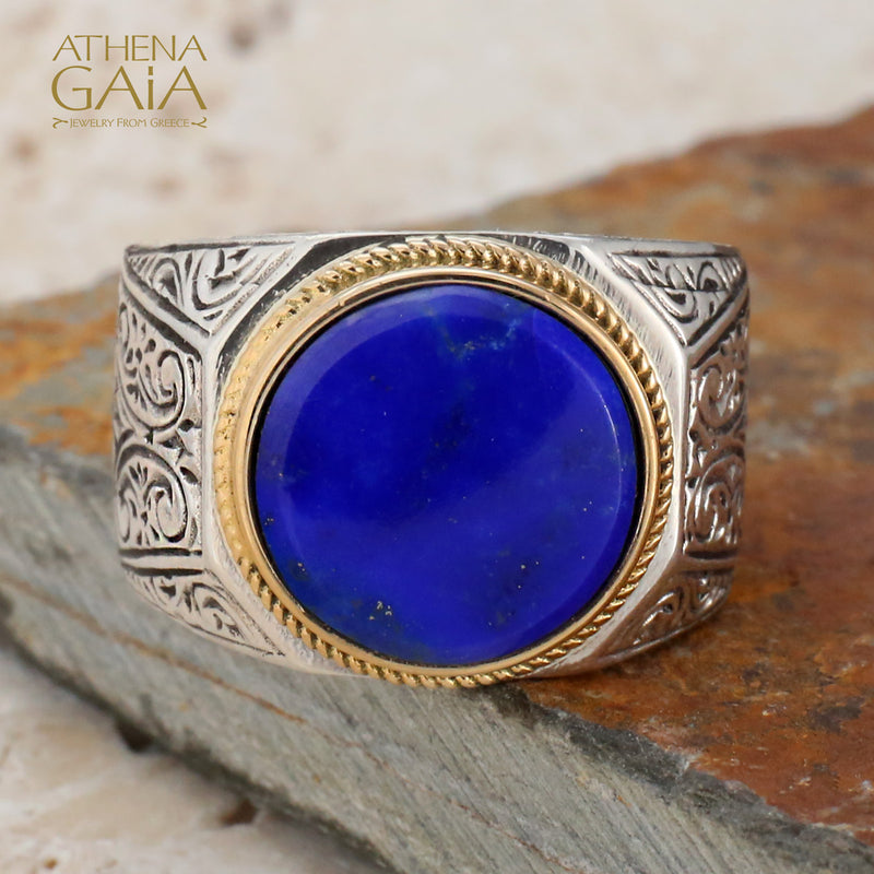 Cabochon Circle Ring - 18k Gold & Sterling Silver Ring - Club Ring