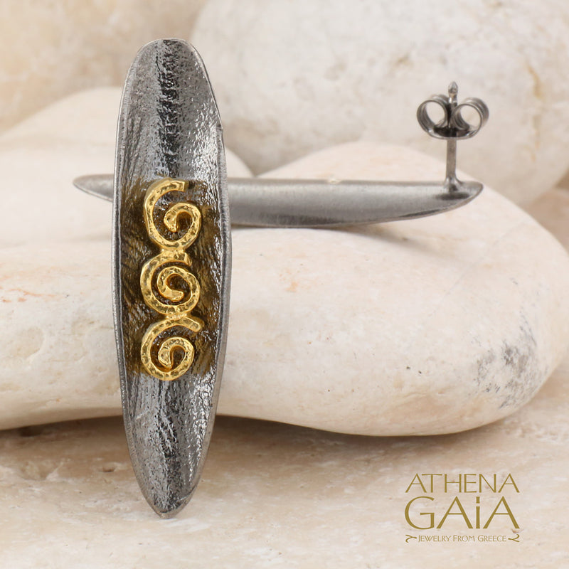 Argonaut Triple Earrings - Gold Plated Sterling Silver Earrings