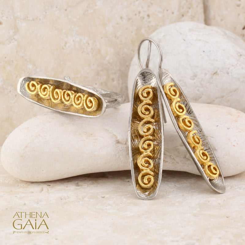 Argonaut Full Earrings - Gold Plated Sterling Silver - French Wire Earrings