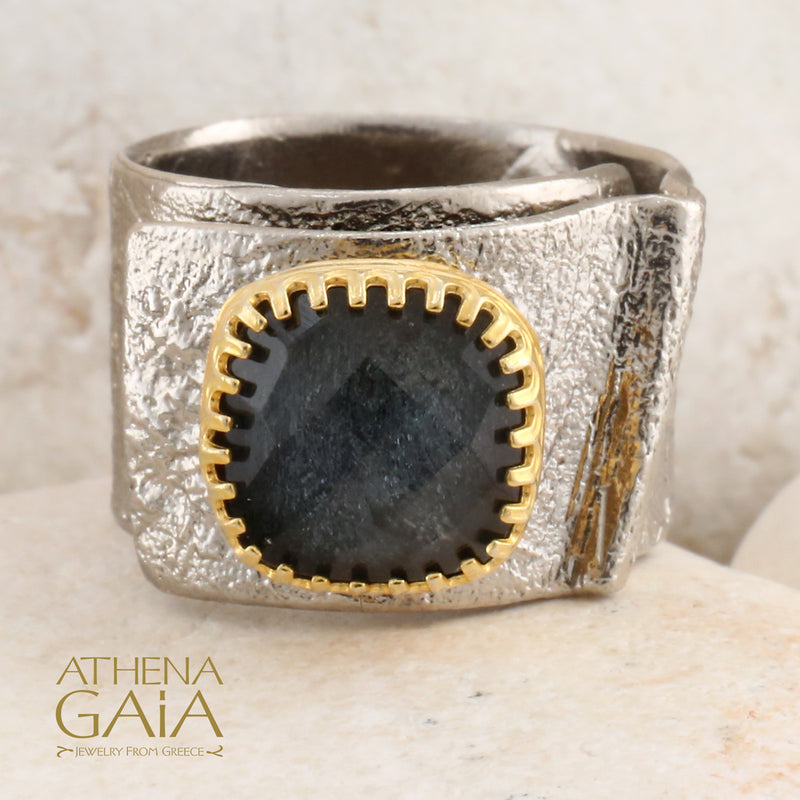 Crepe Doublet Wrap Ring - Gold Plated Sterling Silver Ring - Cocktail Ring