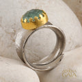 Empathic Aventurine Doublet Ring - Gold Plated Sterling Silver Ring - Cocktail Ring