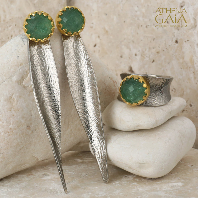 Empathic Aventurine Convertible Earrings - Sterling Silver Earrings - Chandelier Earrings