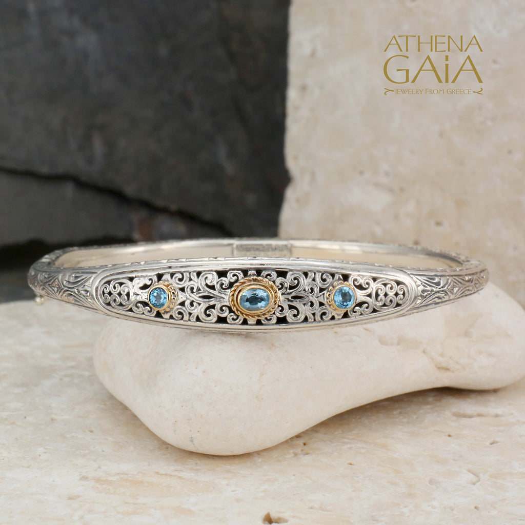 Greek Design Bangles Collection: Stackable Bangles and Bracelets: Athena Gaia Greek Jewelry