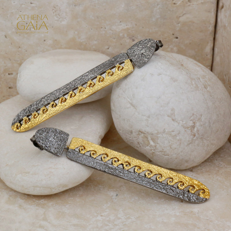 Nightwaves Longboard Earrings - Gold Plated Sterling Silver Earrings