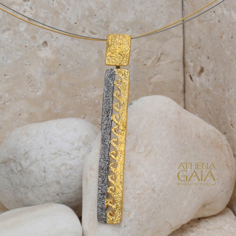 Nightwaves Longboard Square Necklace - Gold Plated Sterling Silver Necklace