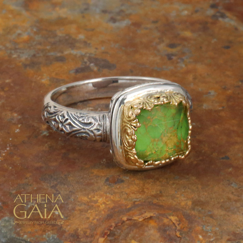 Pop Rocks Square Ring - 18k Gold & Sterling Silver Ring - Cocktail Ring