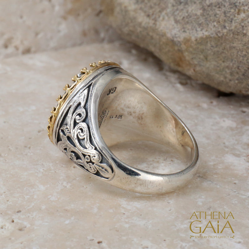 Medusa Ring - 18k Gold & Sterling Silver Ring - Signet Ring