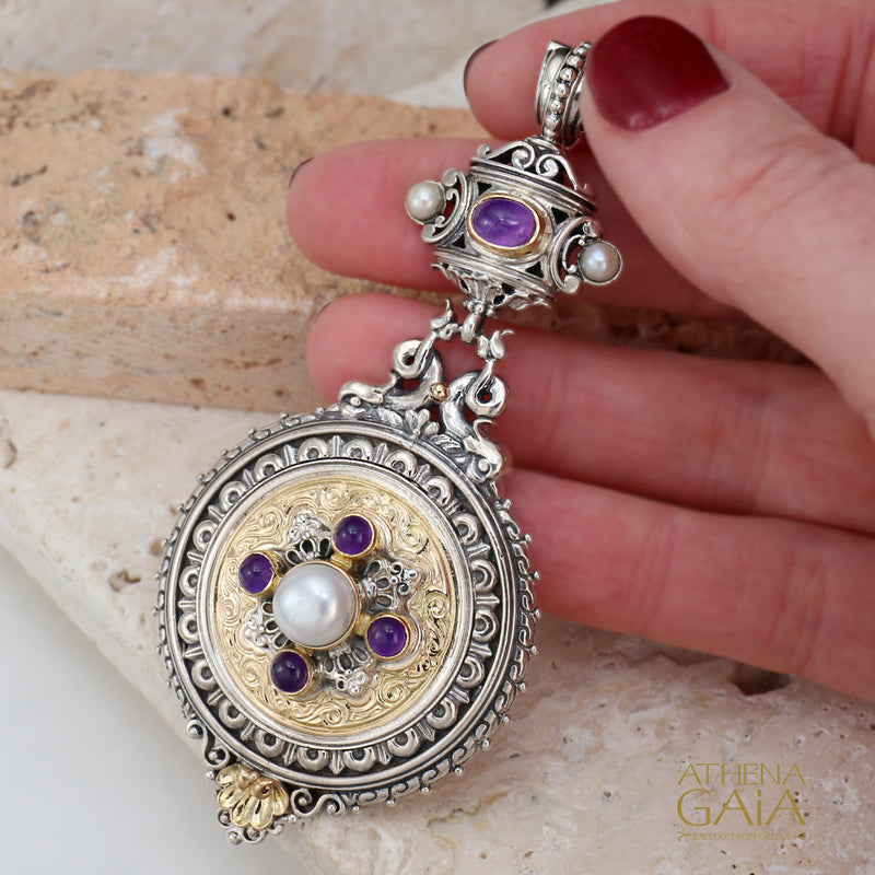 The Mediterranean Enhancer - 18k Gold & Sterling Silver Pendant