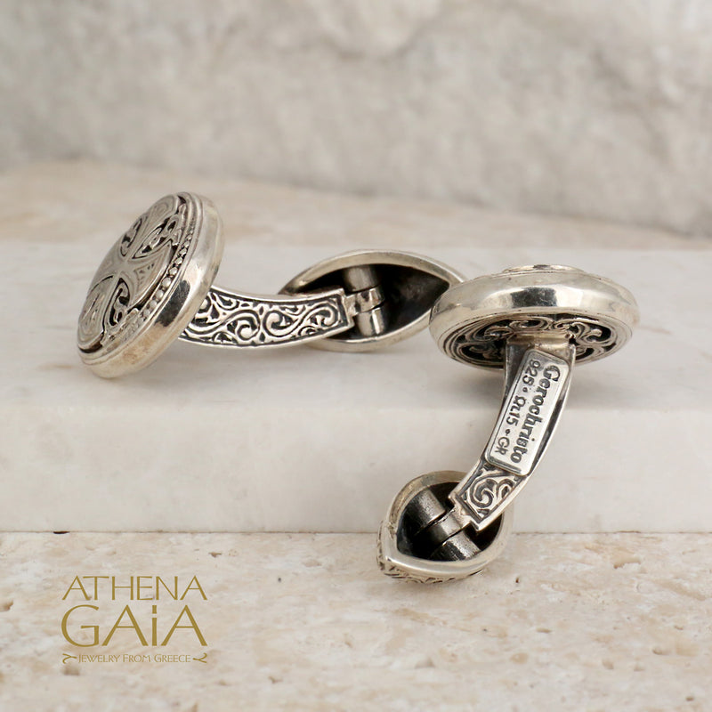 Round Maltese Sterling Silver Cufflinks