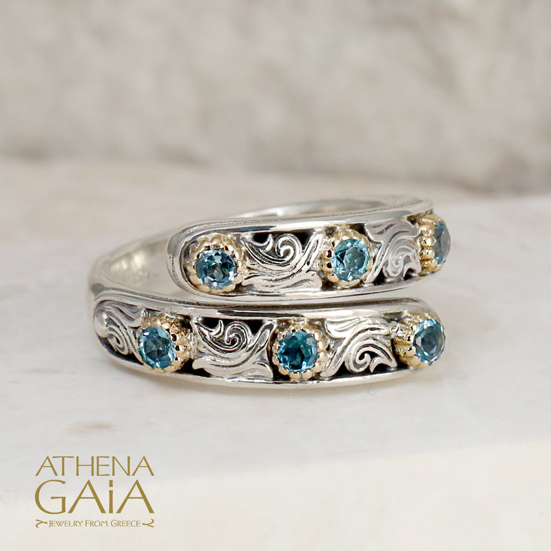 Nefeli Wrap Ring - 18k Gold & Sterling Silver - Stackable Ring