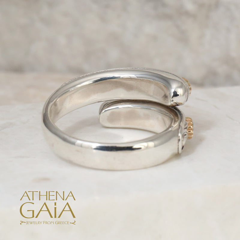 Nefeli Wrap Ring - 18k Gold & Sterling Silver - Stackable Ring