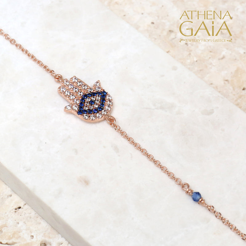 Hand of Fatima Bracelet - 14k Gold - Evil Eye Bracelet