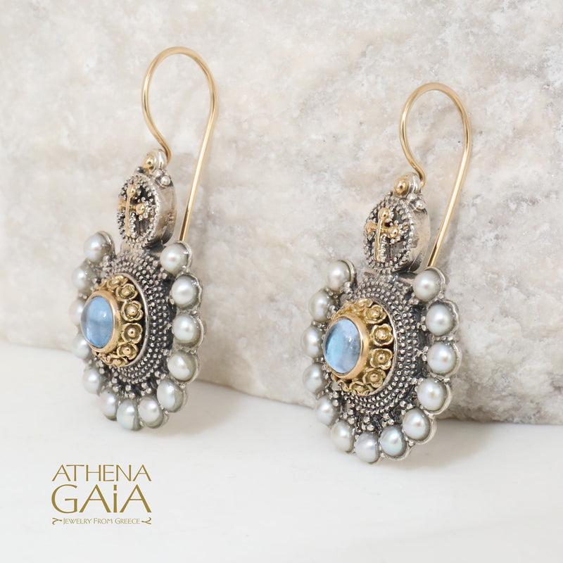 Empress Fan Earrings - 18k Gold & Sterling Silver Earrings - French Wire Earrings