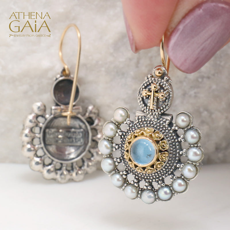 Empress Fan Earrings - 18k Gold & Sterling Silver Earrings - French Wire Earrings