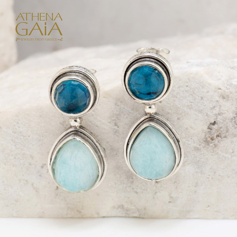 Pop Rocks Double Stone Drop Earrings - Sterling Silver Earrings