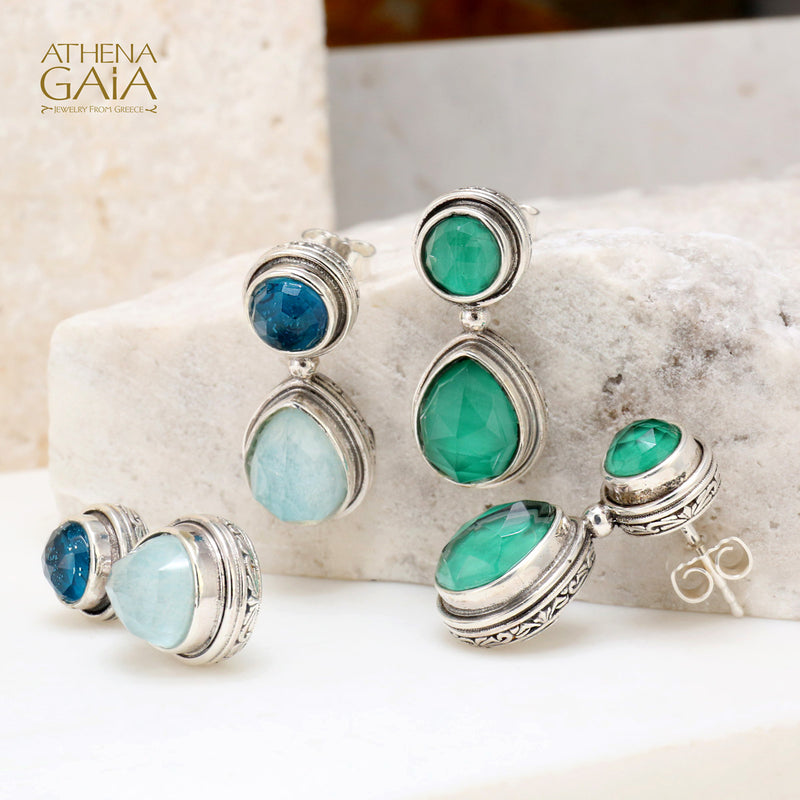 Pop Rocks Double Stone Drop Earrings - Sterling Silver Earrings