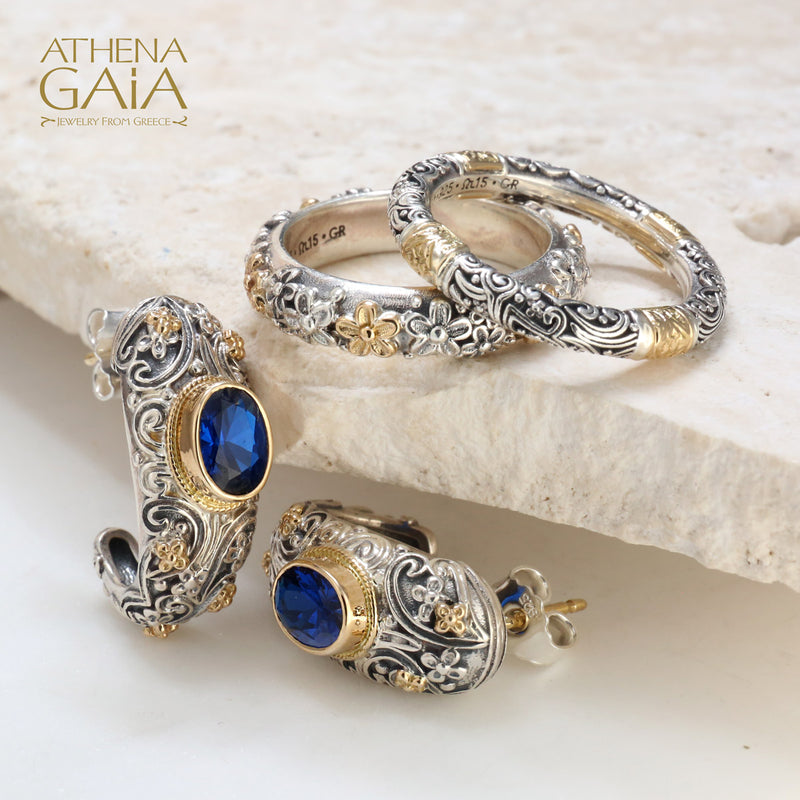 Meadow Breeze Large Stone Earrings - 18k Gold & Sterling Silver - Hoop Earrings