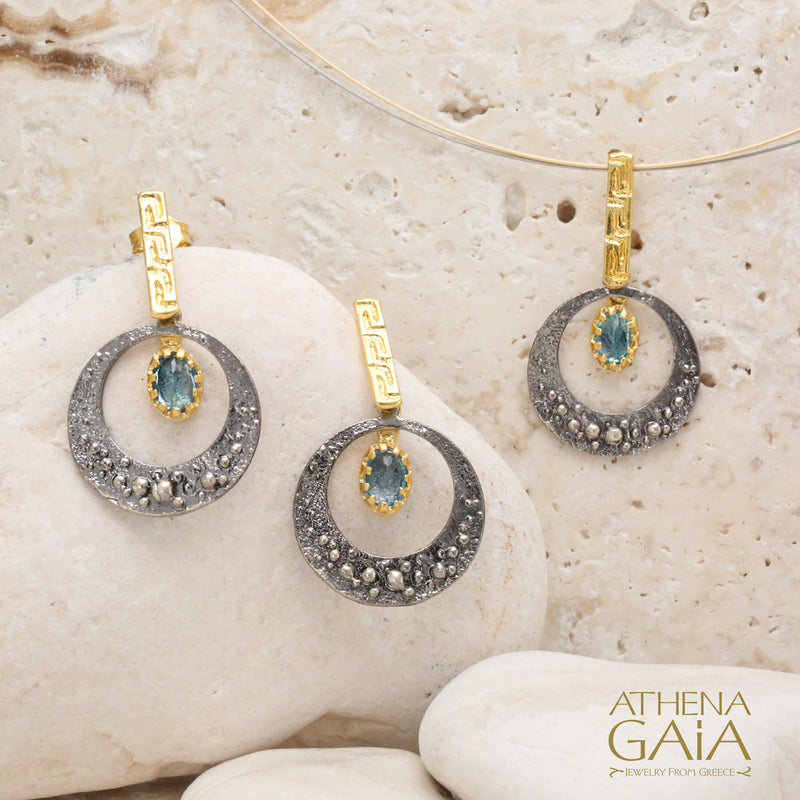 Topaz Pebble Necklace - Gold Plated Sterling Silver Necklace