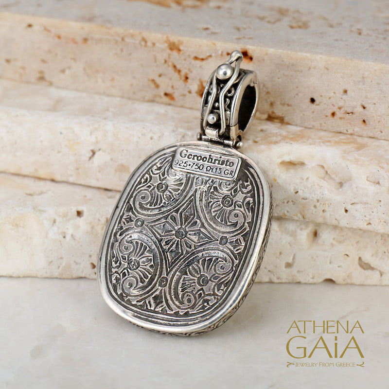 Onyx Clover Odysseus Pendant - 18k Gold & Sterling Silver Pendant