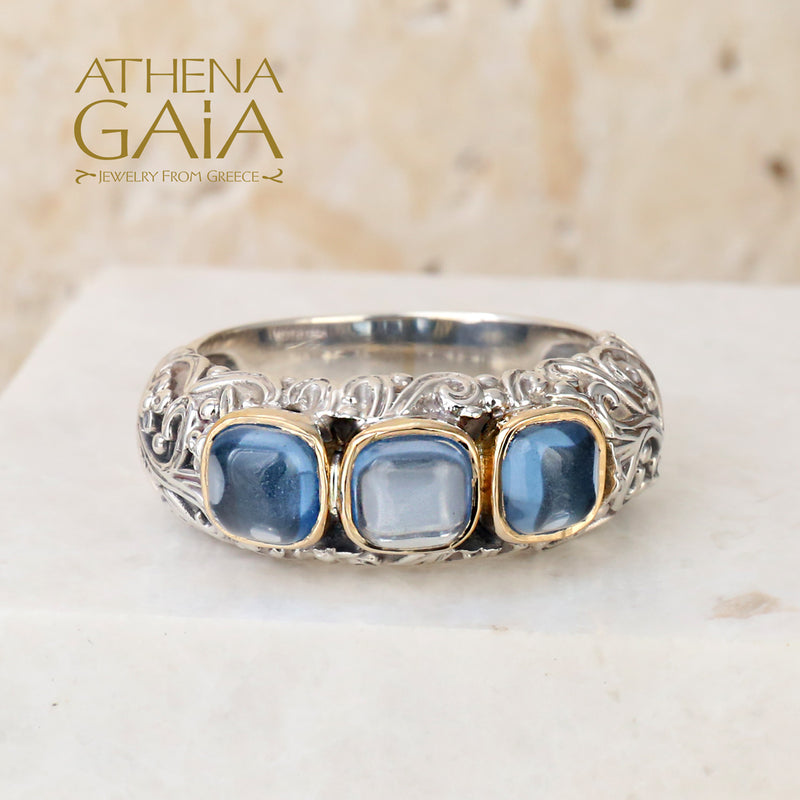 Meadow Breeze Trinity Ring - 18k Gold & Sterling Silver Ring - Stackable Ring