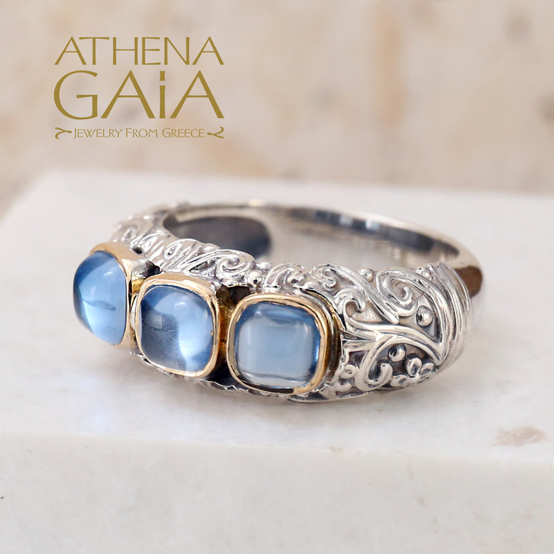 Meadow Breeze Trinity Ring - 18k Gold & Sterling Silver Ring - Stackable Ring