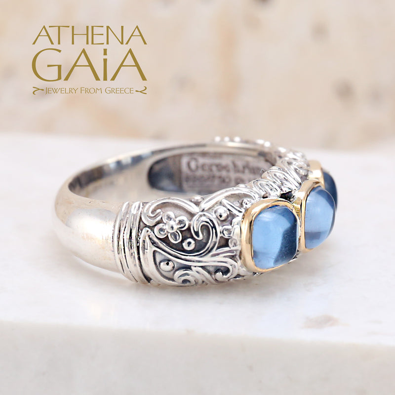 Meadow Breeze Trinity Ring - 18k Gold & Sterling Silver Ring - Stackable Ring