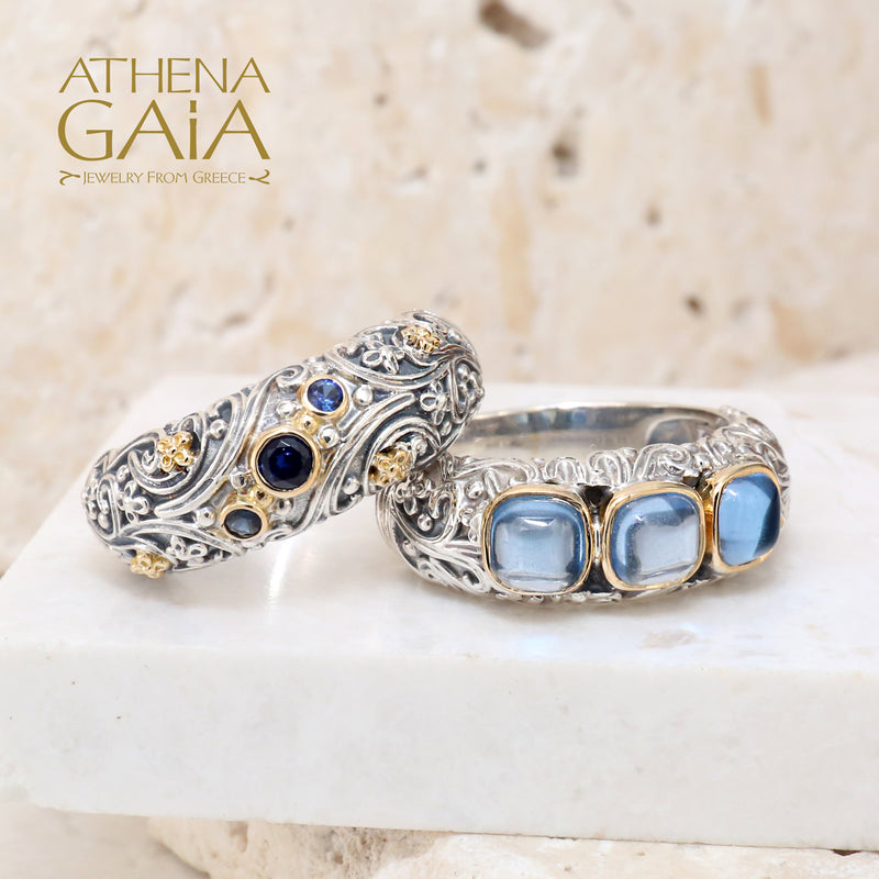 Meadow Breeze Trinity Ring - 18k Gold & Sterling Silver Ring - Stackable Ring