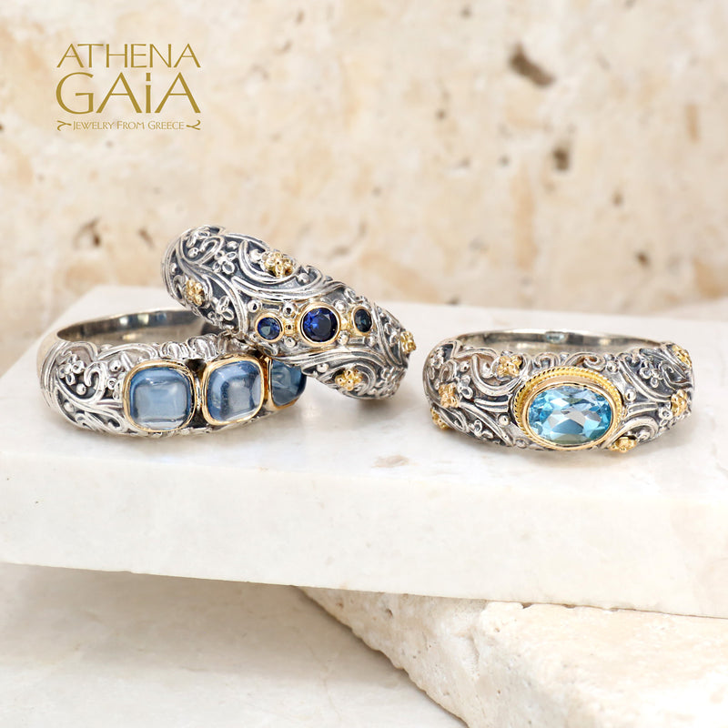 Meadow Breeze Trinity Ring - 18k Gold & Sterling Silver Ring - Stackable Ring