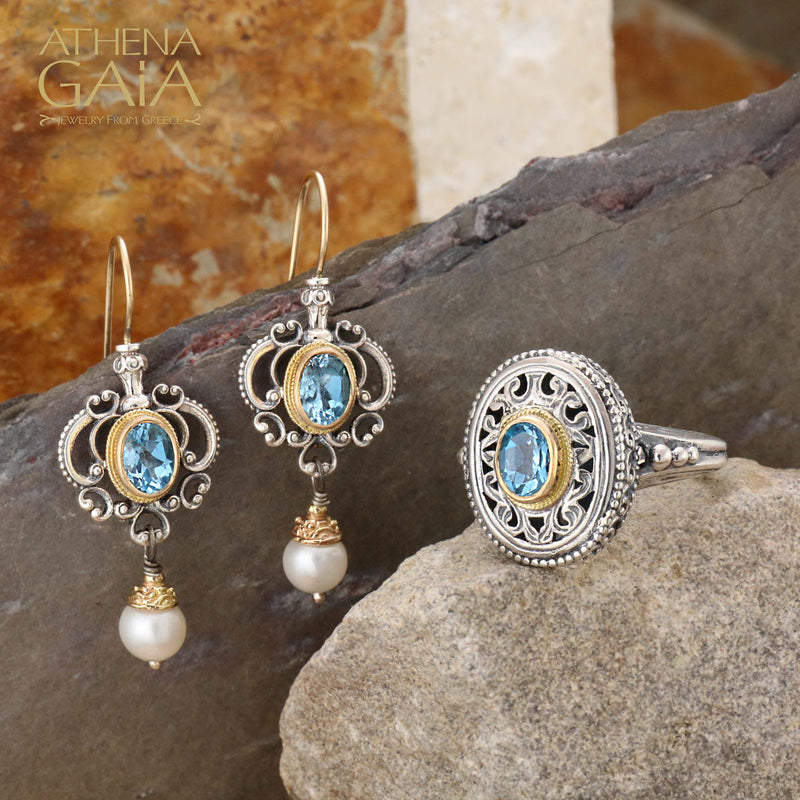 Honey Drop Chandelier Earrings - 18k Gold and Sterling Silver - Pearl Drop Earrings