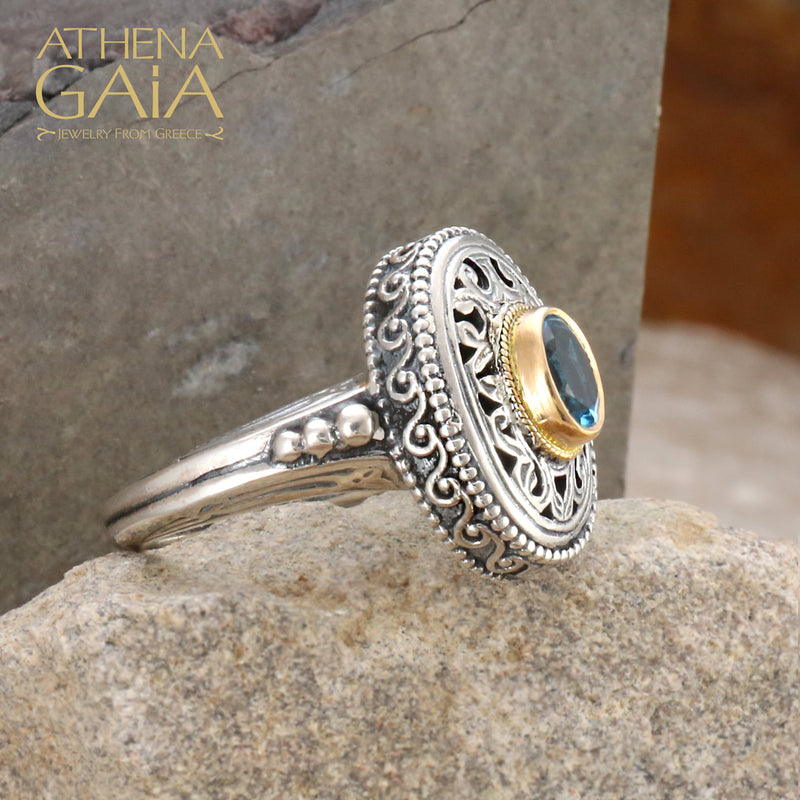 Argonaut Silver Topaz Ring - 18k Gold & Sterling Silver Ring