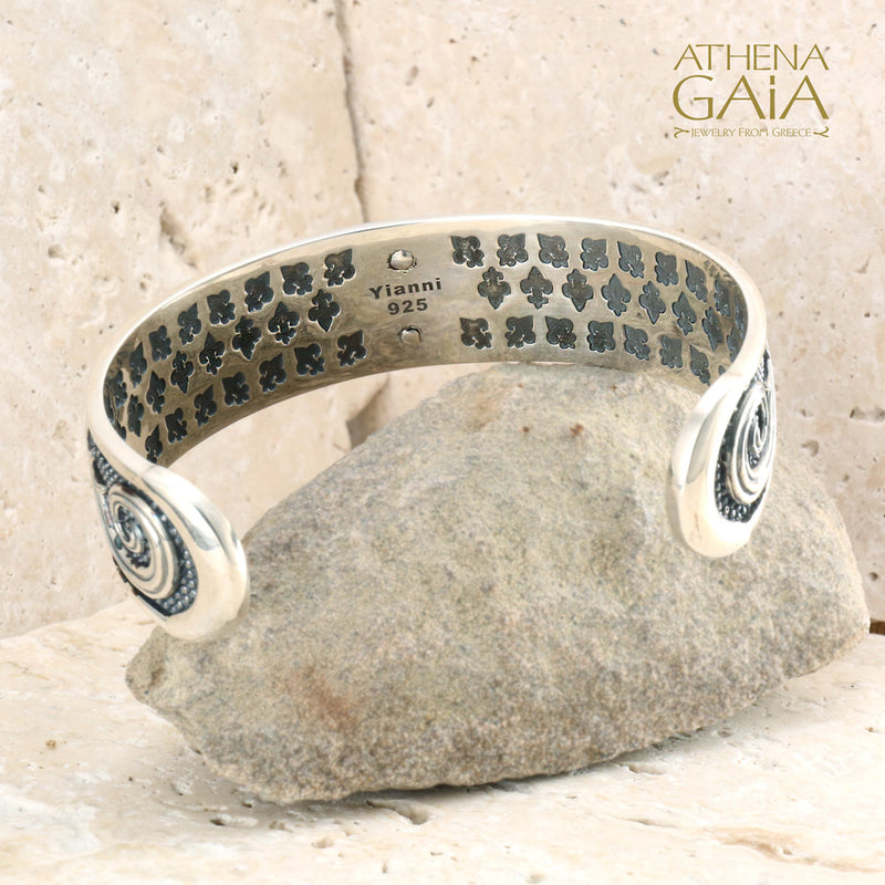 Medusa Open Bracelet- Sterling Silver Bracelet - Cuff Bracelet