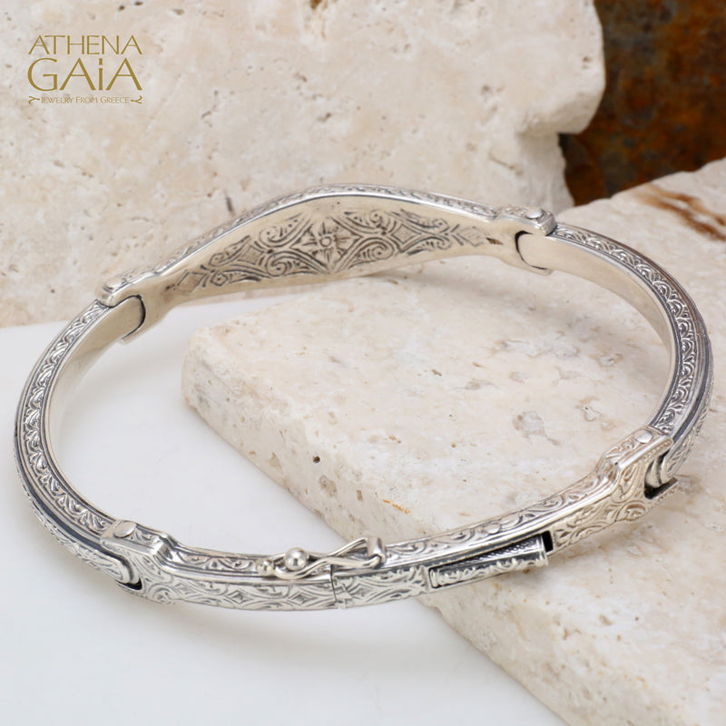 Star of David Bracelet - 18k Gold and Sterling Silver - Flex Bangle Bracelet