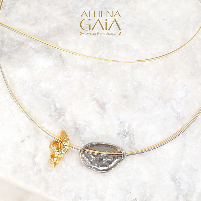 Conch Shell and Pebble Necklace - Gold Plated & Sterling Silver Necklace