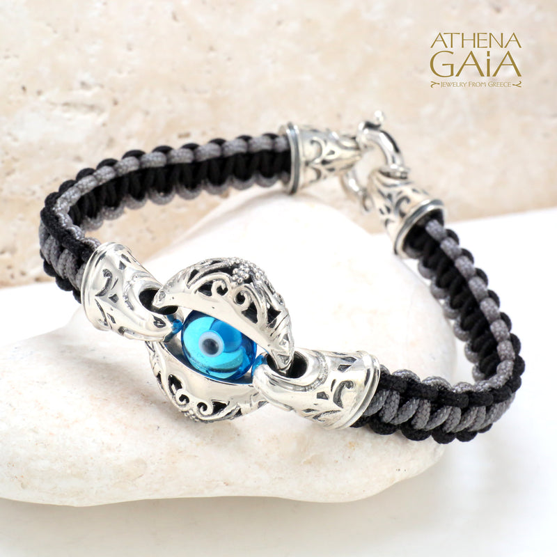 Macrame Zelda Evil Eye Bracelet - Sterling Silver