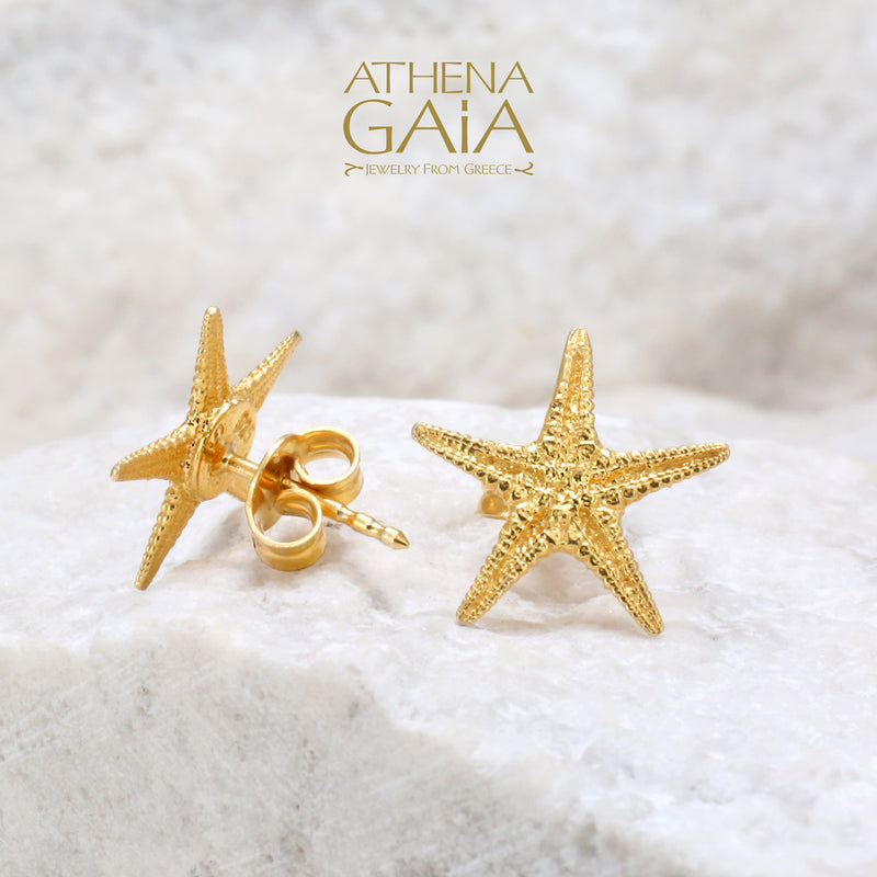 Starfish Post Earrings - Gold Plated Sterling Silver - Stud Earrings