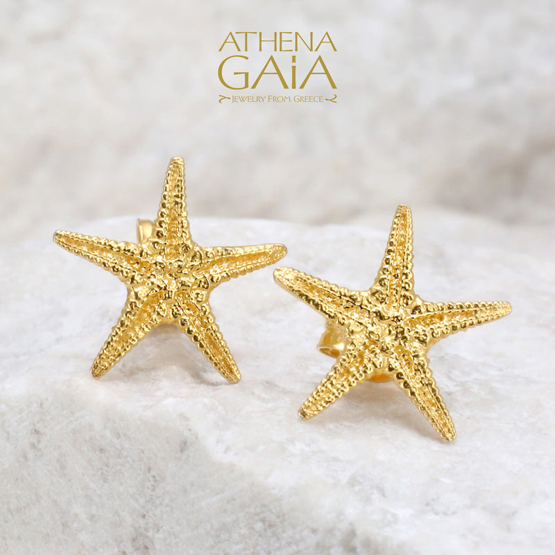 Starfish Post Earrings - Gold Plated Sterling Silver - Stud Earrings