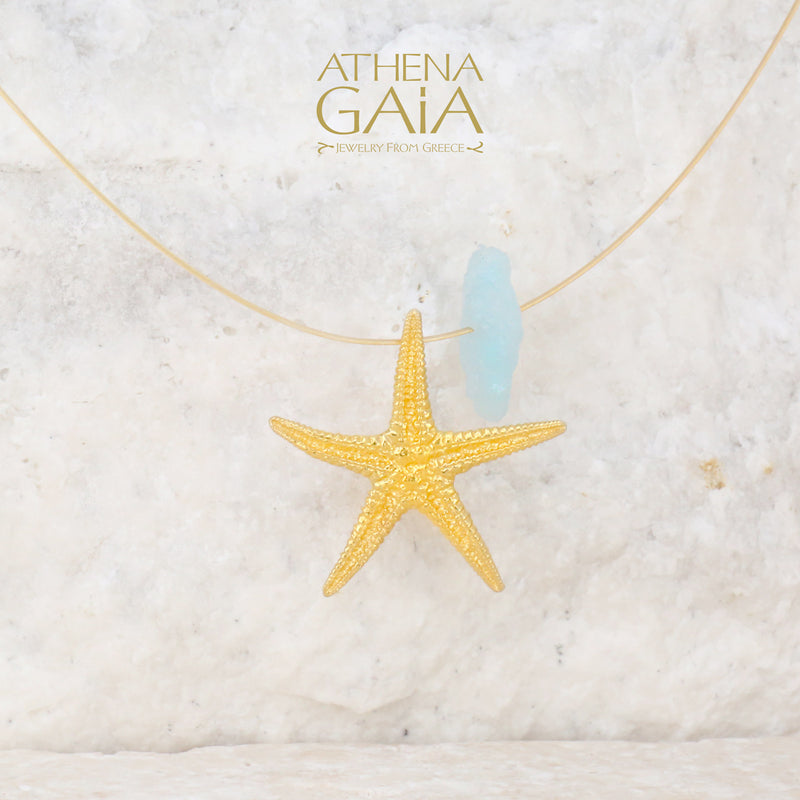 Starfish Necklace (Large) - Gold Plated Sterling Silver Necklace