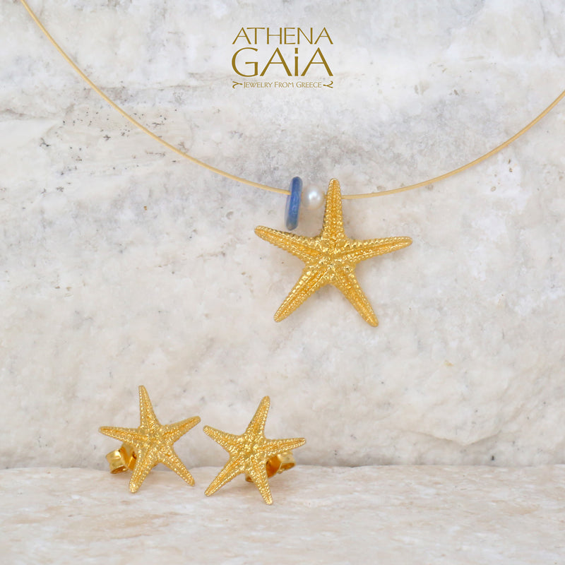 Starfish Post Earrings - Gold Plated Sterling Silver - Stud Earrings