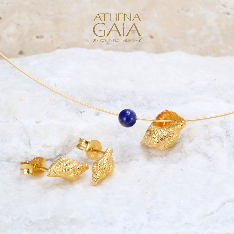 Conch Shell Necklace - Gold Plated Sterling Silver Necklace