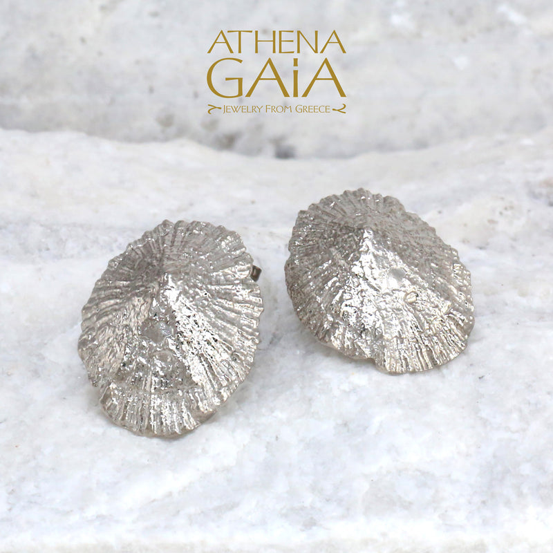 Seashell Post Earrings - Gold Plated Sterling Silver Earrings