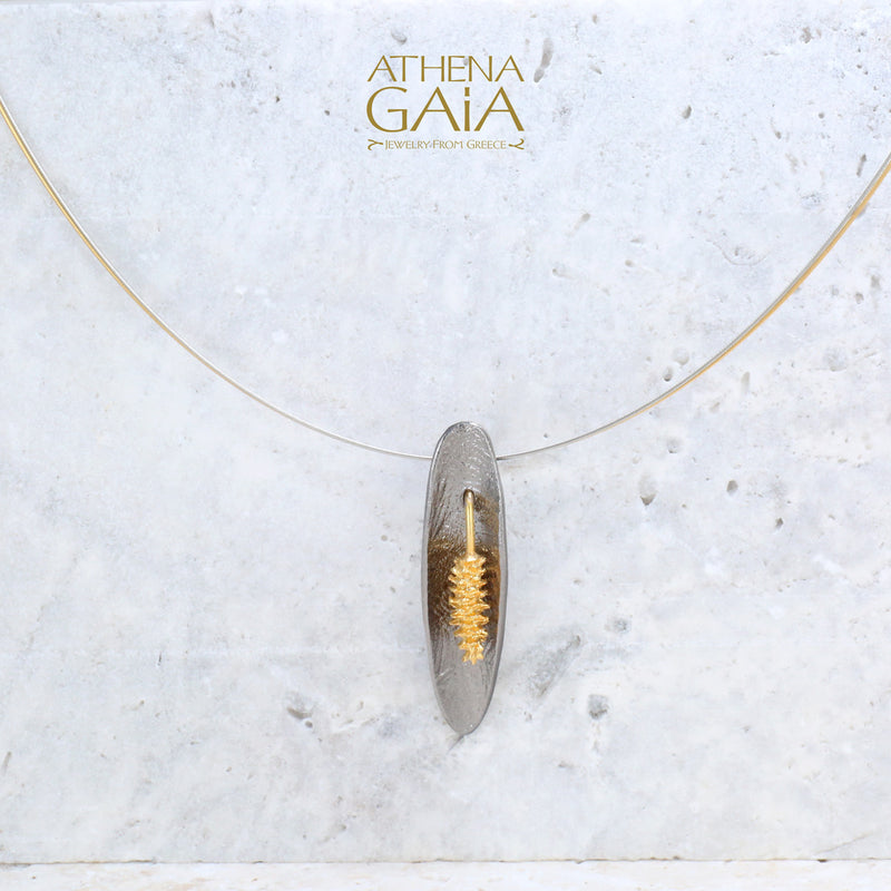 Pine Cone Necklace - Gold Plated Sterling Silver Necklace