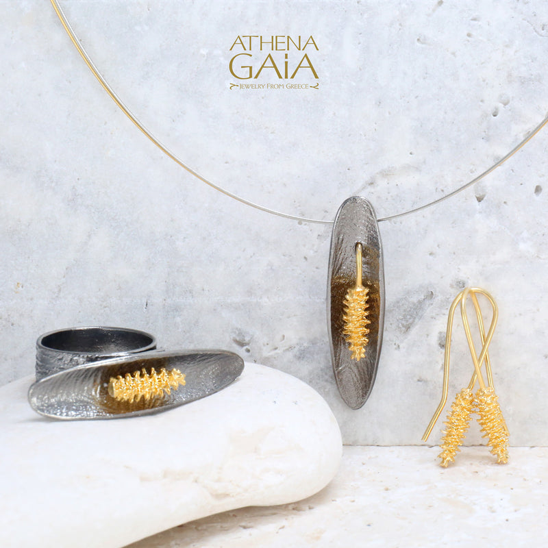 Pine Cone Ring - Gold Plated Sterling Silver Ring - Cocktail Ring