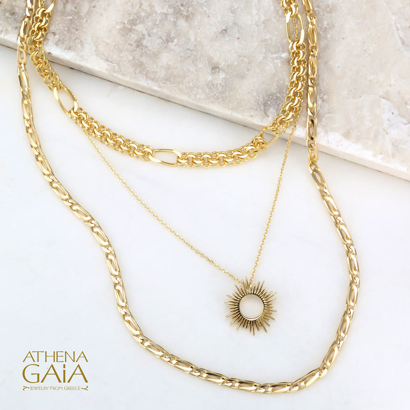 Open Sun Necklace - 14k Gold Necklace